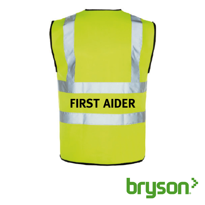Yellow Hi-Vis Waistcoat + First Aider Logo
