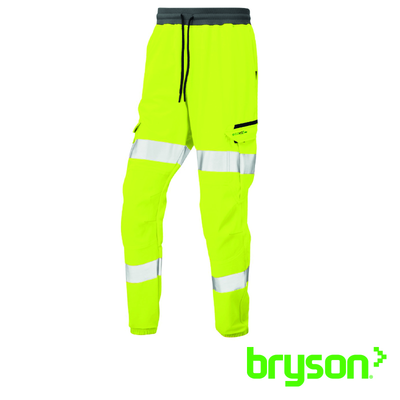 Leo Workwear Hawkridge EcoViz Jog Trousers - Yellow