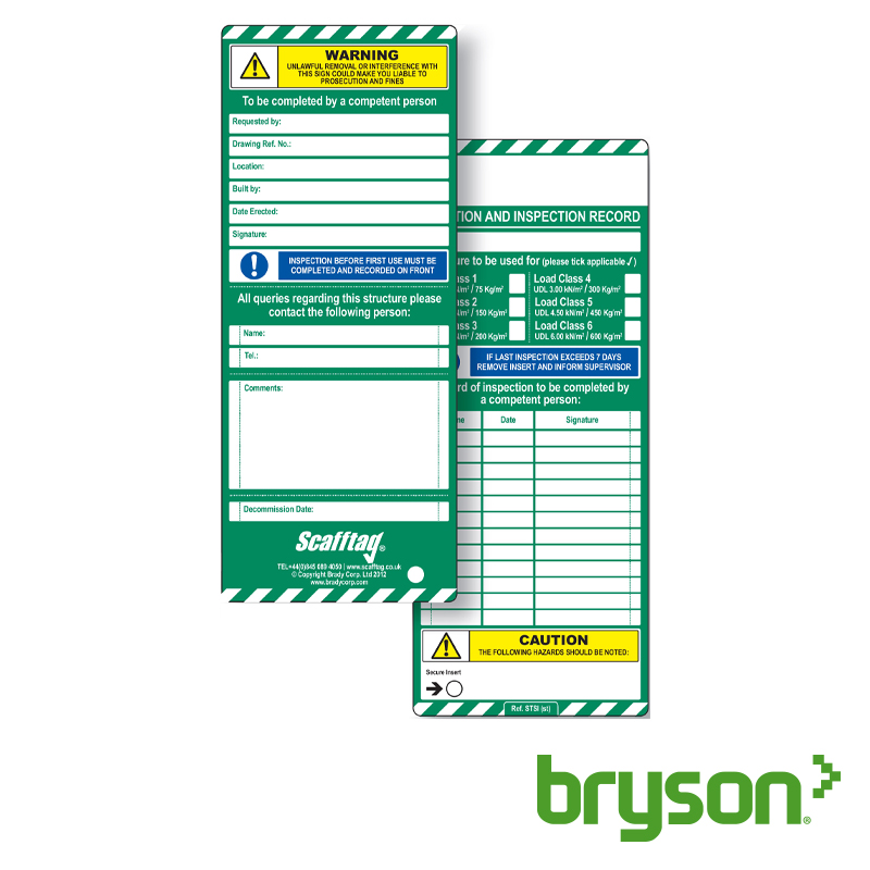 Scaffold Tag Inspection Inserts