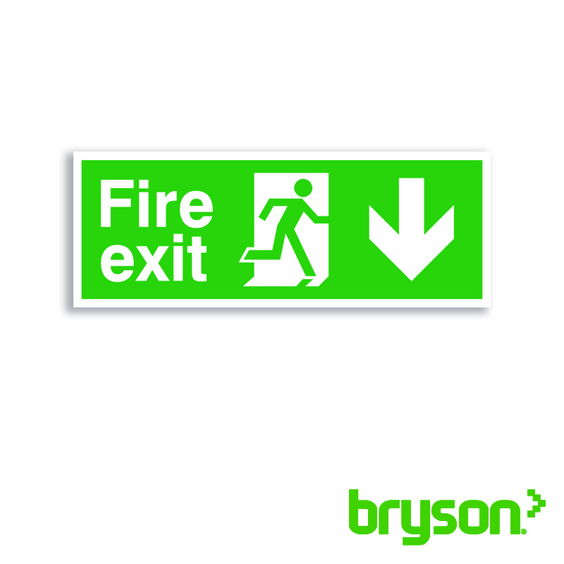 Fire Exit Running Man Down Arrow Sign