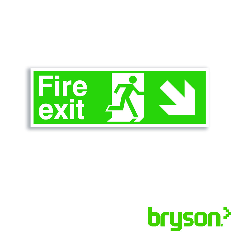 Fire Exit Running Man Down Right Arrow Sign