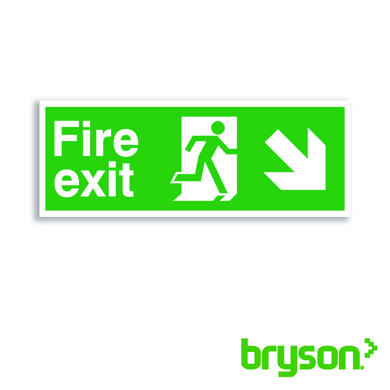Fire Exit Running Man Down Right Arrow Sign