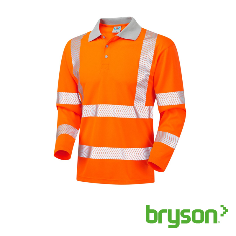 Leo Barricane EcoViz Performance+ Sleeved Polo Shirt Orange