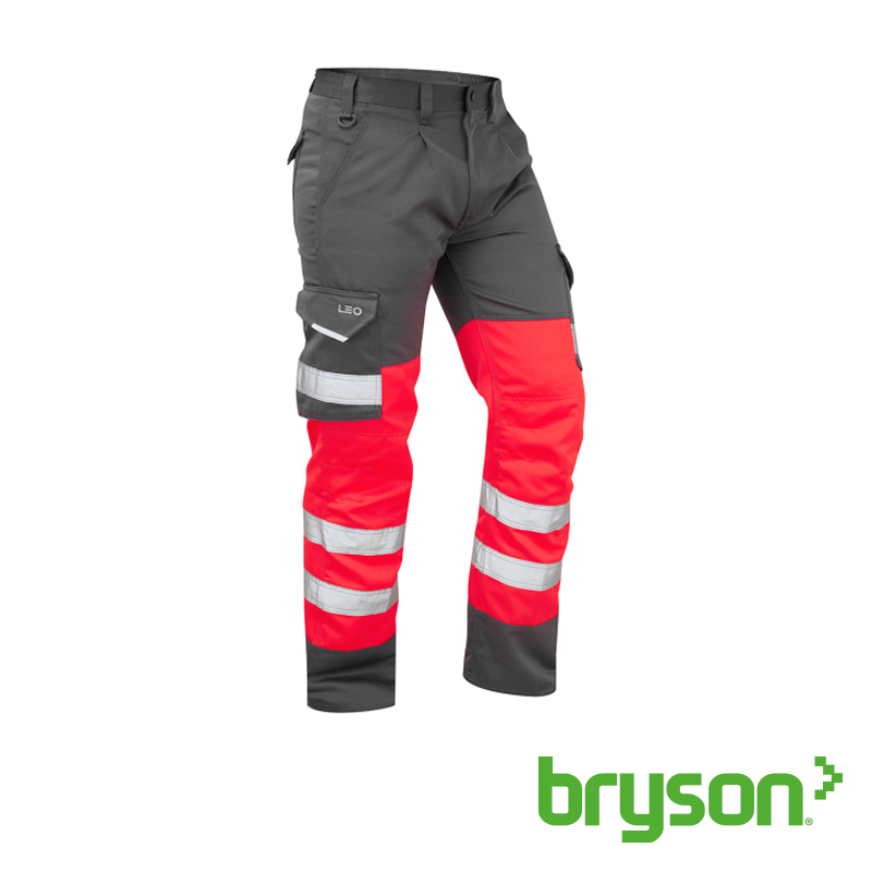 Leo Bideford Class 1 Cargo Trousers Red / Grey