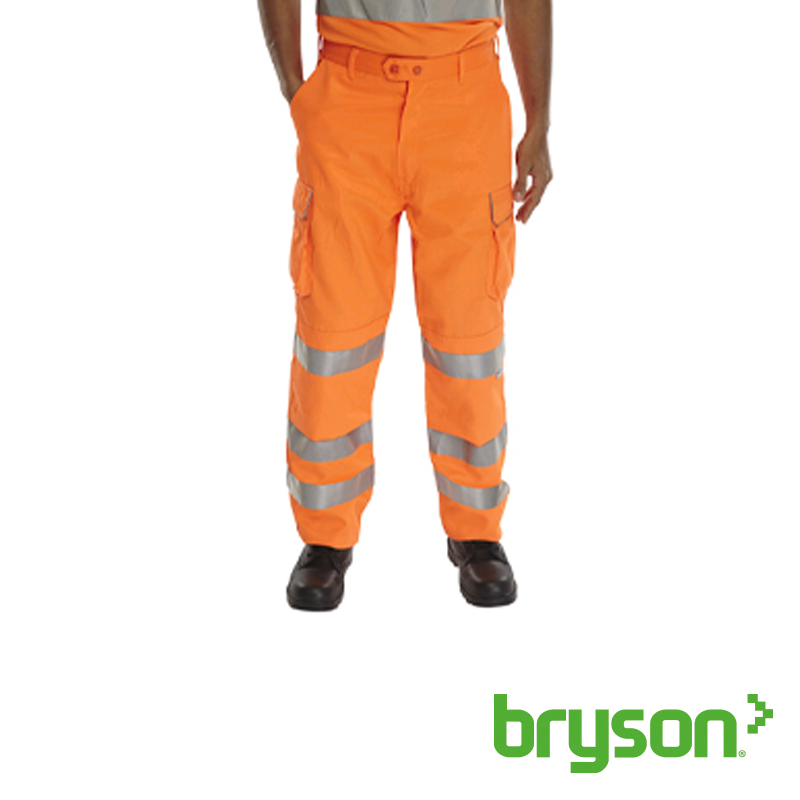 Leo Workwear Bideford Hi Vis Cargo Trousers - Orange