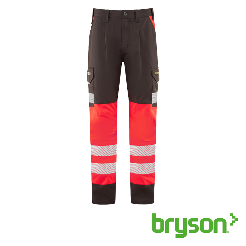 Leo Workwear Winsford Stretch Cargo Trouser Red Grey