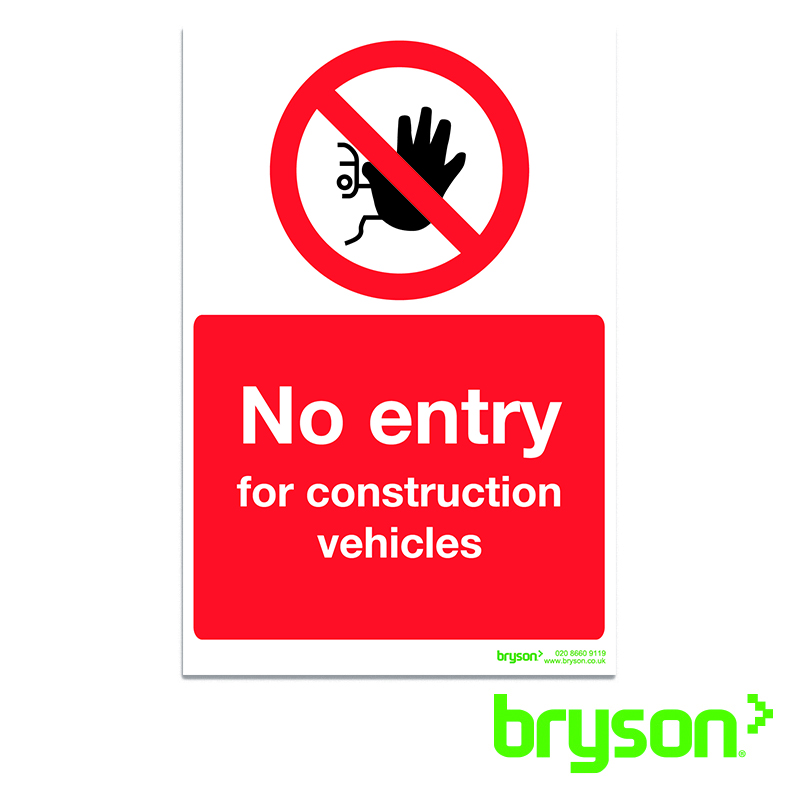 No Entry For Construction Vehicles Sign | Prohibition & Danger Signs ...