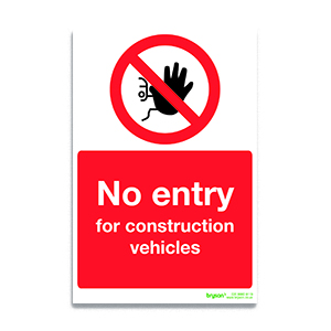 No Entry For Construction Vehicles Sign | Prohibition & Danger Signs ...