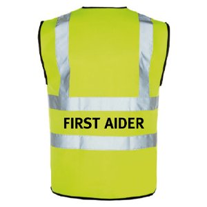 Yellow Hi-Vis Waistcoat + First Aider Logo