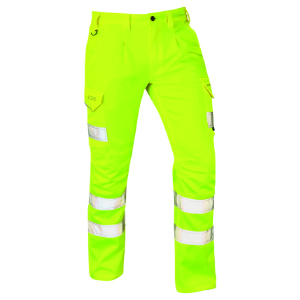 Leo Workwear Kingford EcoViz Stretch Cargo Trousers - Yellow
