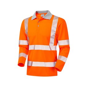 Leo Barricane EcoViz Performance+ Sleeved Polo Shirt Orange