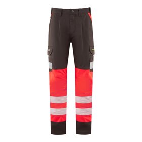 Leo Workwear Winsford Stretch Cargo Trouser Red Grey