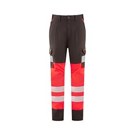 Leo Workwear Winswell Womens Stretch Cargo Trouser Red Grey